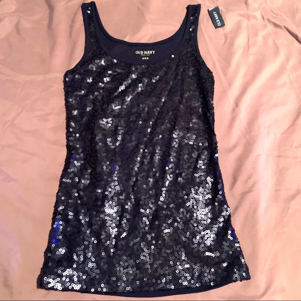 Navy Sequined Tank Top NWT